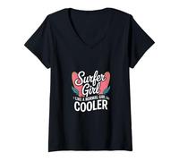 Mujer Surfer Girl Funny Diciendo como una Chica Normal Pero más Fresco Camiseta Cuello V