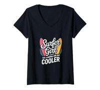 Mujer Surfer Girl Funny Diciendo como una Chica Normal Pero más Fresco Camiseta Cuello V