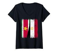 Mujer Surinam Egipto Media Bandera Patrimonio Egipcio Surinamés Camiseta Cuello V