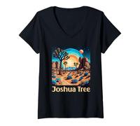 Mujer Surrealista Joshua Tree National Park Colores Vibrantes Camiseta Cuello V