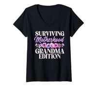 Mujer Surviving Motherhood Grandma Edition Grandma Camiseta Cuello V