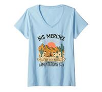 Mujer Sus misericordias Son Nuevas Cada mañana - Lamentaciones 3:23 Retro Camiseta Cuello V