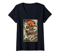 Mujer Susanoo Mitología Japonesa Diosa Ukiyo-e Sintoísmo Camiseta Cuello V