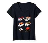 Mujer Sushi Japanese Bobtail Camiseta Cuello V
