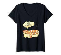Mujer Sushi Rice To Meet You Cute Nigiri Kawaii Juego de Palabras Humor Arte Camiseta Cuello V