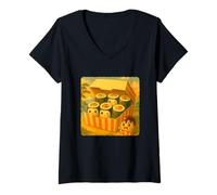 Mujer Sushi Roll Nuggets de Pollo Lindo Kawaii Divertido Comida Rápida Camiseta Cuello V
