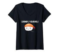 Mujer Sushi Shrimp Pun Lindo Kawaii Nigiri Humor Cita Arte Camiseta Cuello V