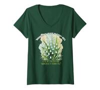 Mujer Susurros de gracia en cada campana, Lily of the Valley habla Camiseta Cuello V