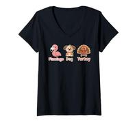Mujer Sutil Trump Funny Farning Flamingo Turquía Lindo animal Camiseta Cuello V