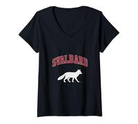 Mujer Svalbard Noruega Viaje Crucero Polo Norte Zorro Ártico Camiseta Cuello V