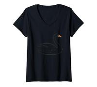 Mujer Swanin Around Swan Mood Design con Aspecto de Contorno de neón Camiseta Cuello V