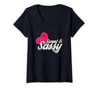 Mujer Sweet and Sassy Novelty Quotes Camiseta Cuello V