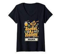 Mujer Sweet As Honey Mama Bumblebee - Gráfico Floral Retro Camiseta Cuello V