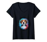 Mujer Sweet Beagle Dog Water -Look -Color Camiseta Cuello V