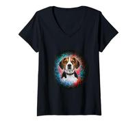 Mujer Sweet Beagle Dog Water -Look -Color Camiseta Cuello V