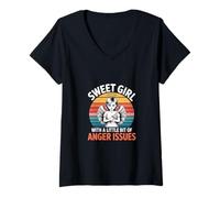 Mujer Sweet Girl With A Little Bit Of Anger Issues Camiseta Cuello V