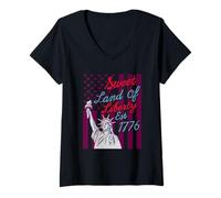 Mujer Sweet Land of Liberty EST 1776 - Patriótico 4 de Julio Camiseta Cuello V