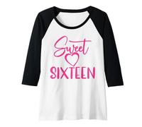 Mujer Sweet Sixteen para niñas, Color Rosa, 16 años, 16 cumpleaños Camiseta Manga Raglan