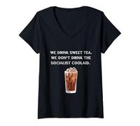 Mujer Sweet Tea Patriot, no bebas el Kool-Aid socialista CoolAid Camiseta Cuello V