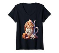 Mujer Sweet Winter Wonderland Decor For Women Toffee Hot Cocoa Camiseta Cuello V