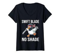 Mujer Swift Blade Sin Sombra Divertido Cool Ninja Goose Espada Meme Camiseta Cuello V