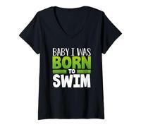 Mujer Swim Team Baby Nací para Nadar Fun Swimmer Camiseta Cuello V