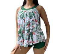 Mujer Swimwear Traje De Baño Tankini Mujer Cosido Sujetador Acolchado Tankini 2 Piezas Bañador Vientre Mujer Swimming con Estampado Traje De Baño con Volantes Trajes De Baño