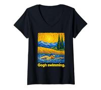 Mujer Swirling Art Swimmer Open Water Freestyle Camiseta Cuello V