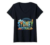 Mujer Sydney City Name Travel Souvenir - Regalo turístico Camiseta Cuello V