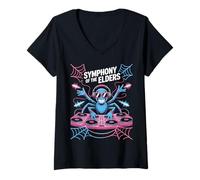 Mujer Symphony Of The Elders Dj Araña Música Camiseta Cuello V