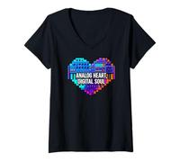 Mujer Synth Music Producer Analog Heart Digital Soul Camiseta Cuello V