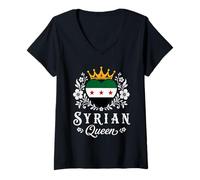 Mujer Syrian Queen New Syria Flag Proud Syrian Woman Camiseta Cuello V