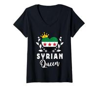 Mujer Syrian Queen Syria Flag Proud Syrian Woman Camiseta Cuello V