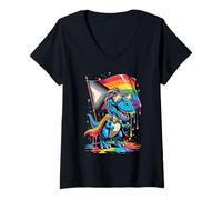 Mujer T Rex Orgullo Gay LGBT Camiseta Cuello V