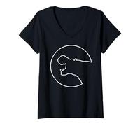 Mujer T-Rex Silueta Dinosaurio Fósil Amante Prehistoria Camiseta Cuello V