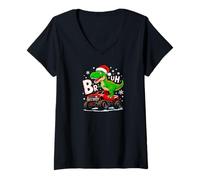 Mujer T Rex Tyrannosaurus Rex Dinosaur Jurassic Truck Christmas Camiseta Cuello V