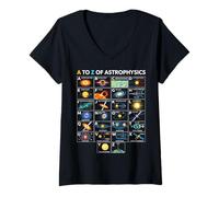 Mujer Tabla de Aprendizaje de Conceptos de Ciencia Espacial de astrofísica de la A a la Z Camiseta Cuello V