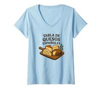 Mujer Tabla de Quesos Españoles, Comida Española Camiseta Cuello V