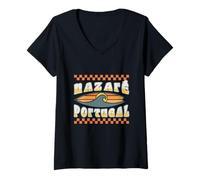Mujer Tabla de Surf Vintage Nazaré, Portugal, Estilo Retro y Maravilloso Camiseta Cuello V