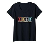 Mujer Tabla periódica Shark Elements Week Retro Shark Lovers 2025 Camiseta Cuello V