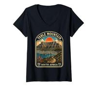 Mujer Table Mountain South Africa Vintage Luna de Miel en Ciudad del Cabo Camiseta Cuello V