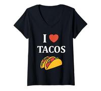 Mujer Taco de tacos pequeños de comida rápida simples i love Tacos Camiseta Cuello V