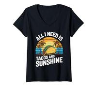 Mujer Taco divertido, todo lo que necesito son tacos y sol de Camiseta Cuello V