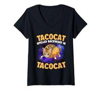 Mujer Tacocat Escrito al revés es Tacocat - Taco Lover Mexican Camiseta Cuello V