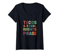 Mujer Tacos e Igualdad de Derechos por Favor - Gráfico de declaración Feminista Camiseta Cuello V