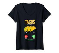Mujer Tacos Llaman Comida Mexicana Taqueria Tex Mex Camiseta Cuello V