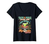 Mujer Tacos Margs Social Club Chip Dippin Margarita Sippin Camiseta Cuello V