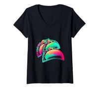 Mujer Tacos Vaporwave Estética Estilo Pastel Camiseta Cuello V