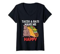 Mujer Tacos Y Ratas Lindo Mascotas Rata Amante Mexicano Comida México Camiseta Cuello V