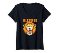 Mujer Taekwondo Lion Head Tae Kwon Do Espíritu Rugiente Camiseta Cuello V